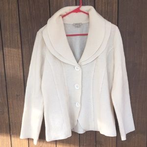 Venario White Wool Button Up Sweater Sz L